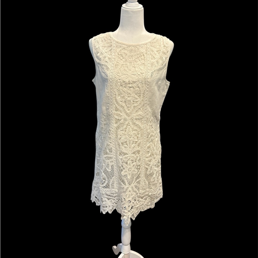 Anthropology NWT Moulinette Soeurs Cream Sleeveless Crochet Lace Mini Dress